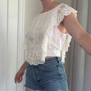 FREE PEOPLE WHITE LACE TOP